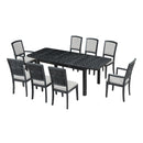 TOPMAX Rustic Extendable 84inch Dining Table Set with 24inch Removable Leaf , 6 Upholstered Armless Dining Chairs and 2 Padded Arm Chairs, 9 Pieces, Black - Supfirm