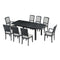 TOPMAX Rustic Extendable 84inch Dining Table Set with 24inch Removable Leaf , 6 Upholstered Armless Dining Chairs and 2 Padded Arm Chairs, 9 Pieces, Black - Supfirm