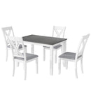 TOPMAX Rustic Minimalist Wood 5-Piece Dining Table Set with 4 X-Back Chairs for Small Places, Gray - Supfirm