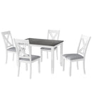 TOPMAX Rustic Minimalist Wood 5-Piece Dining Table Set with 4 X-Back Chairs for Small Places, Gray - Supfirm