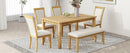 TOPMAX Rustic Solid Wood 6-piece Dining Table Set, PU Leather Upholstered Chairs and Bench, Natural Wood Wash - Supfirm