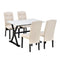 TOPMAX Solid Wood 5-Piece Dining Table Set with Faux Marble Tabletop and Upholstered Dining Chairs for 4, Faux Marble White+Beige - Supfirm