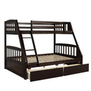 TOPMAX Solid Wood Twin Over Full Bunk Bed with Two Storage Drawers, Espresso - Supfirm