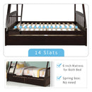 TOPMAX Solid Wood Twin Over Full Bunk Bed with Two Storage Drawers, Espresso - Supfirm