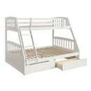 TOPMAX Solid Wood Twin Over Full Bunk Bed with Two Storage Drawers, White - Supfirm