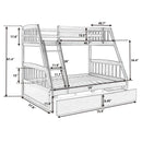 TOPMAX Solid Wood Twin Over Full Bunk Bed with Two Storage Drawers, White - Supfirm