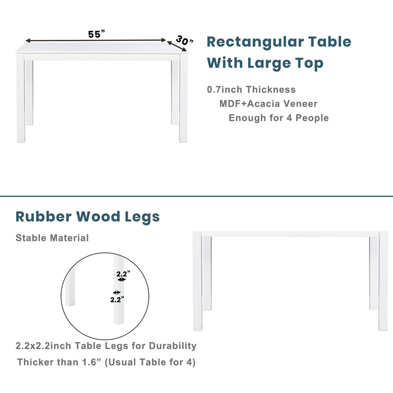 TOPMAX Wood 5-Piece Dining Table Set with 4 Arm Upholstered Dining Chairs,Beige - Supfirm