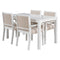 TOPMAX Wood 5-Piece Dining Table Set with 4 Arm Upholstered Dining Chairs,Beige - Supfirm