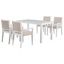 TOPMAX Wood 5-Piece Dining Table Set with 4 Arm Upholstered Dining Chairs,Beige - Supfirm