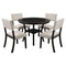 TREXM 5-Piece Kitchen Dining Table Set Round Table with Bottom Shelf, 4 Upholstered Chairs for Dining Room(Espresso) - Supfirm