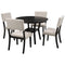 TREXM 5-Piece Kitchen Dining Table Set Round Table with Bottom Shelf, 4 Upholstered Chairs for Dining Room(Espresso) - Supfirm