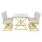 TREXM 7-Piece Modern Dining Table Set, Rectangular Marble Texture Kitchen Table and 6 PU leather Chairs with X-Shaped Gold Steel Pipe Legs for Dining Room (White) - Supfirm