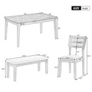 TREXM Classic and Traditional Style 6 - Piece Dining Set, Includes Dining Table, 4 Upholstered Chairs & Bench (White+Gray) - Supfirm