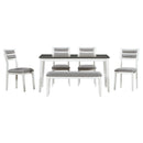 TREXM Classic and Traditional Style 6 - Piece Dining Set, Includes Dining Table, 4 Upholstered Chairs & Bench (White+Gray) - Supfirm