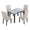 TREXM Faux Marble 5-Piece Dining Set Table with 4 Thicken Cushion Dining Chairs Home Furniture, White/Beige+Black - Supfirm