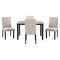 TREXM Faux Marble 5-Piece Dining Set Table with 4 Thicken Cushion Dining Chairs Home Furniture, White/Beige+Black - Supfirm