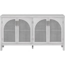 TREXM Large Storage Space Sideboard with Artificial Rattan Door and Metal Handles for Living Room and Entryway (Gray) - Supfirm