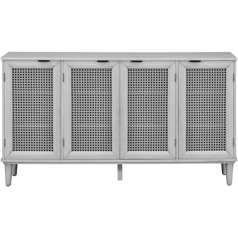 TREXM Large Storage Space Sideboard with Artificial Rattan Door and Unobtrusive Doorknob for Living Room and Entryway (Gray) - Supfirm