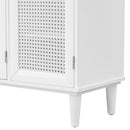 TREXM Large Storage Space Sideboard with Artificial Rattan Door and Unobtrusive Doorknob for Living Room and Entryway (White) - Supfirm