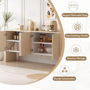 TREXM Minimalist Style 60"L Large Storage Space Sideboard with 4 Doors and Rebound Device for Living Room and Entryway (Apricot Cream) - Supfirm