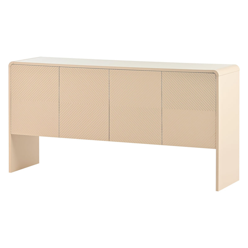 TREXM Minimalist Style 60"L Large Storage Space Sideboard with 4 Doors and Rebound Device for Living Room and Entryway (Apricot Cream) - Supfirm