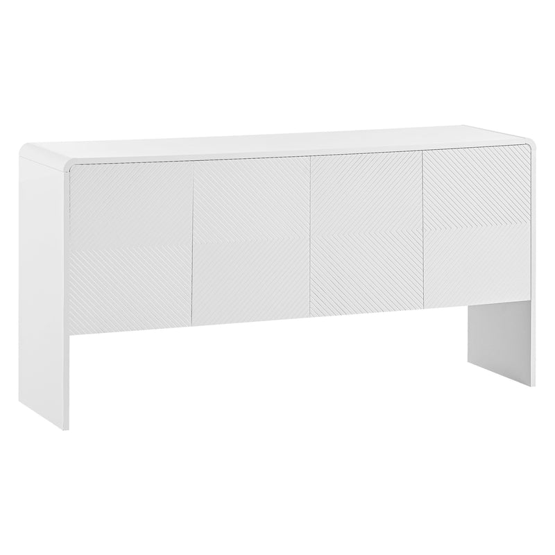 TREXM Minimalist Style 60"L Large Storage Space Sideboard with 4 Doors and Rebound Device for Living Room and Entryway (White) - Supfirm