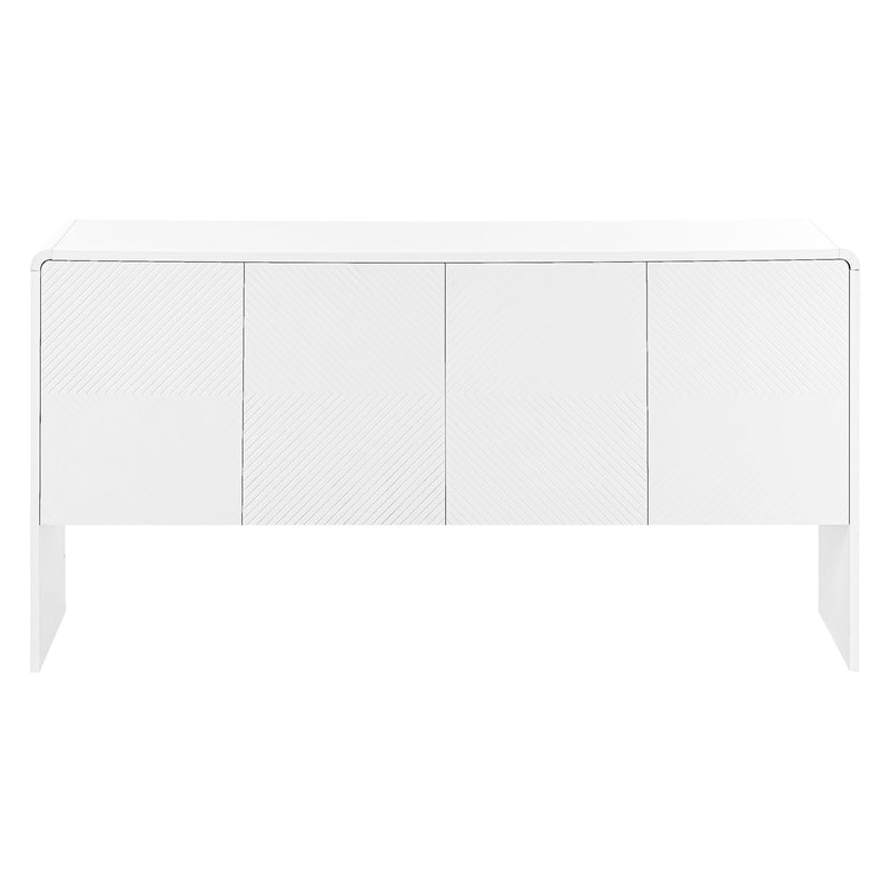 TREXM Minimalist Style 60"L Large Storage Space Sideboard with 4 Doors and Rebound Device for Living Room and Entryway (White) - Supfirm