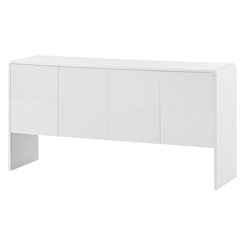 TREXM Minimalist Style 60"L Large Storage Space Sideboard with 4 Doors and Rebound Device for Living Room and Entryway (White) - Supfirm