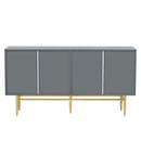 TREXM Modern Elegant 4-door Sideboard Gold Metal Handle Buffet Cabinet for Dining Room, Living Room, Bedroom, Hallway (Gray) - Supfirm