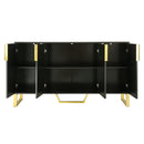 TREXM Modern sideboard with Four Doors, Metal handles & Legs and Adjustable Shelves Kitchen Cabinet (Black) - Supfirm