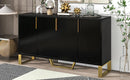 TREXM Modern sideboard with Four Doors, Metal handles & Legs and Adjustable Shelves Kitchen Cabinet (Black) - Supfirm