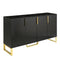 TREXM Modern sideboard with Four Doors, Metal handles & Legs and Adjustable Shelves Kitchen Cabinet (Black) - Supfirm