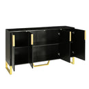 TREXM Modern sideboard with Four Doors, Metal handles & Legs and Adjustable Shelves Kitchen Cabinet (Black) - Supfirm