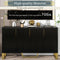 TREXM Modern sideboard with Four Doors, Metal handles & Legs and Adjustable Shelves Kitchen Cabinet (Black) - Supfirm