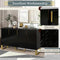 TREXM Modern sideboard with Four Doors, Metal handles & Legs and Adjustable Shelves Kitchen Cabinet (Black) - Supfirm