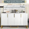 TREXM Modern sideboard with Four Doors, Metal handles & Legs and Adjustable Shelves Kitchen Cabinet (White) - Supfirm