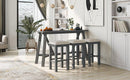 TREXM Multipurpose Home Kitchen Dining Bar Table Set with 3 Upholstered Stools(Gray) - Supfirm