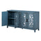 TREXM Retro 4-Door Mirrored Buffet Sideboard with Metal Pulls for Dining Room, Living Room and Hallway (Navy) - Supfirm