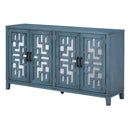 TREXM Retro 4-Door Mirrored Buffet Sideboard with Metal Pulls for Dining Room, Living Room and Hallway (Navy) - Supfirm