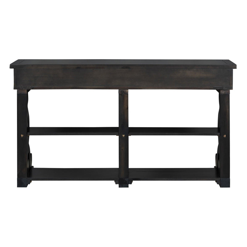 TREXM Retro Console Table/Sideboard with Ample Storage, Open Shelves and Drawers for Entrance, Dinning Room, Living Room (Antique Black) - Supfirm