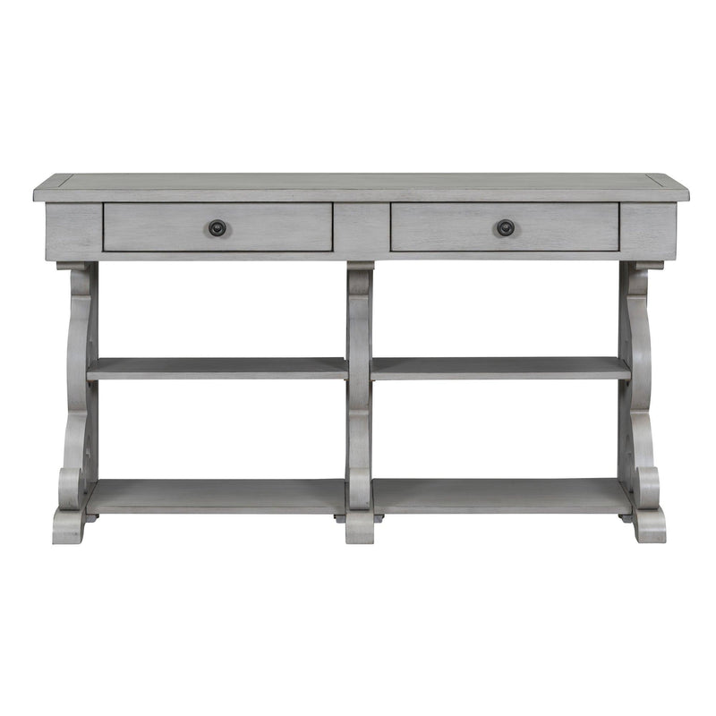 TREXM Retro Console Table/Sideboard with Ample Storage, Open Shelves and Drawers for Entrance, Dinning Room, Living Room (Antique Gray) - Supfirm