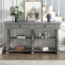 TREXM Retro Console Table/Sideboard with Ample Storage, Open Shelves and Drawers for Entrance, Dinning Room, Living Room (Antique Gray) - Supfirm