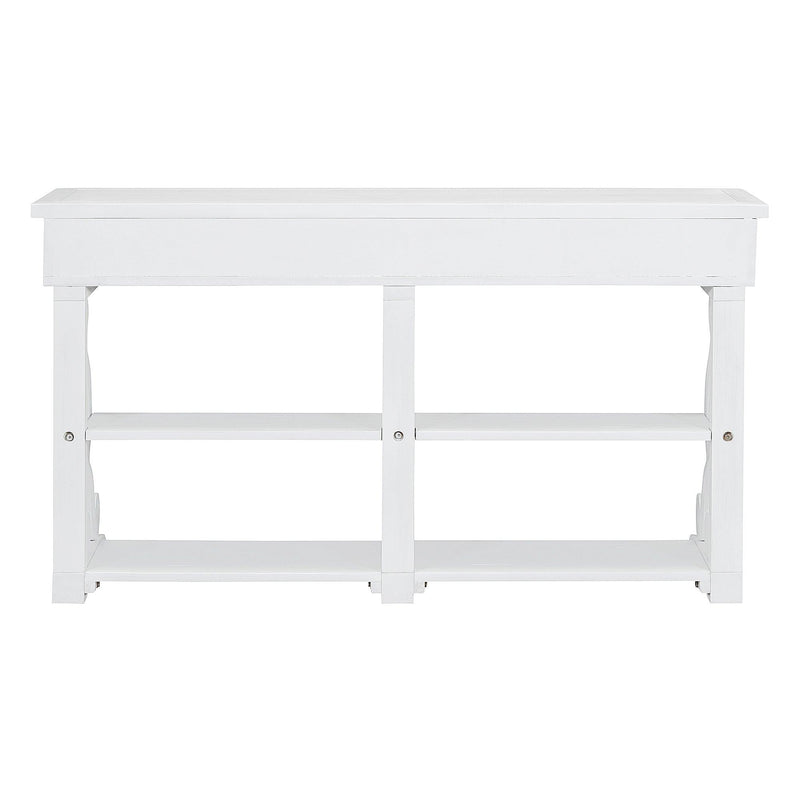 TREXM Retro Console Table/Sideboard with Ample Storage, Open Shelves and Drawers for Entrance, Dinning Room, Living Room (Antique White) - Supfirm