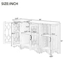 TREXM Retro Sideboard Glass Door with Curved Line Design Ample Storage Cabinet with Black Handle and Three Adjustable Shelves for Dining Room and Kitchen (Antique White) - Supfirm