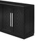 TREXM Sideboard with 4 Doors Large Storage Space Buffet Cabinet with Adjustable Shelves and Silver Handles for Kitchen, Dining Room, Living Room (Black) - Supfirm