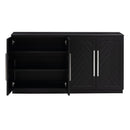 TREXM Sideboard with 4 Doors Large Storage Space Buffet Cabinet with Adjustable Shelves and Silver Handles for Kitchen, Dining Room, Living Room (Black) - Supfirm