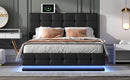 Tufted Upholstered Platform Bed with Hydraulic Storage System,Queen Size PU Storage Bed with LED Lights and USB charger, Black - Supfirm