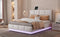 Tufted Upholstered Platform Bed with Hydraulic Storage System,Queen Size PU Storage Bed with LED Lights and USB charger, White - Supfirm