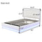 Tufted Upholstered Platform Bed with Hydraulic Storage System,Queen Size PU Storage Bed with LED Lights and USB charger, White - Supfirm