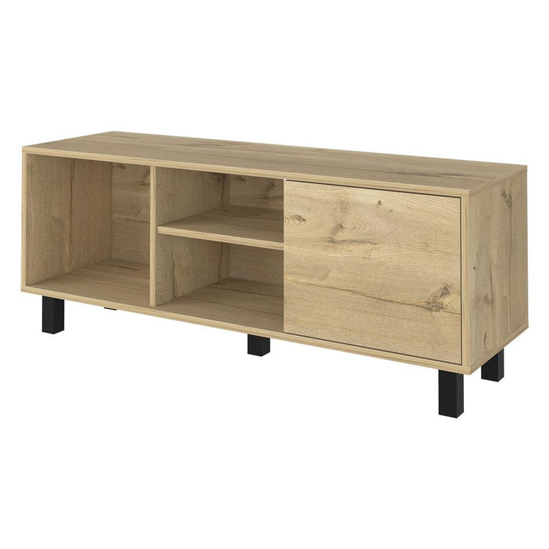 Tv Stand for TV´s up 43" Three Open Shelves Fredericia, One Cabinet, Light Oak Finish - Supfirm